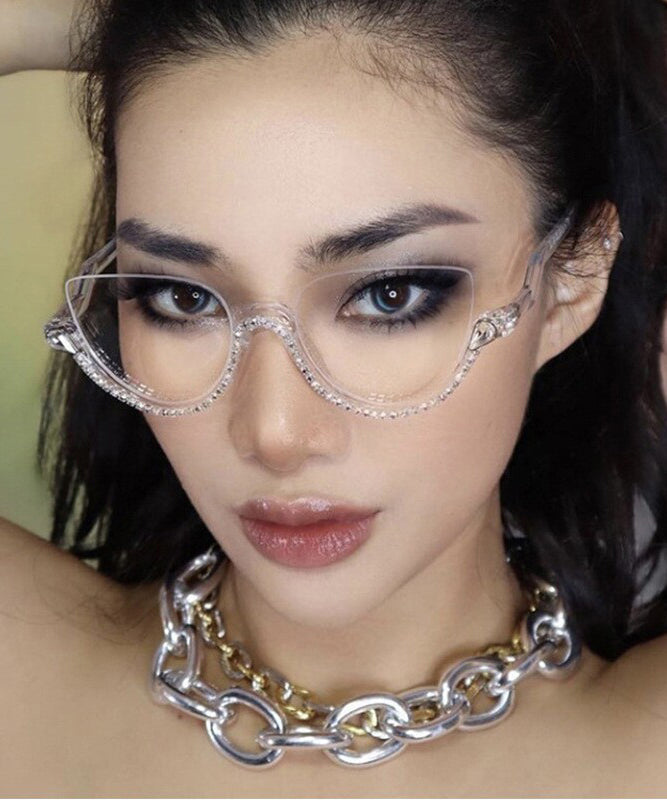 Fashion Zircon Half Rim Reading Glasses