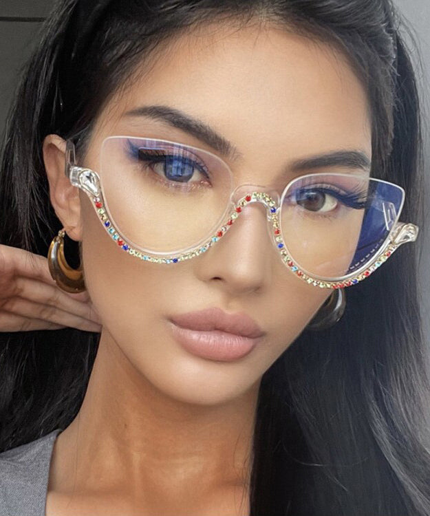 Fashion Zircon Half Rim Reading Glasses