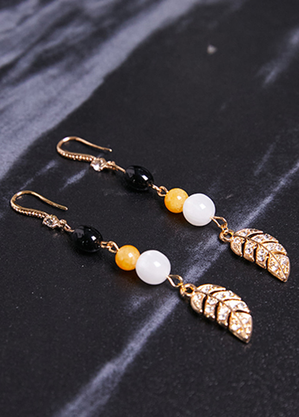 Fashion Zircon Leaf 14K Gold Drop Earrings 2025 new style - Omychic