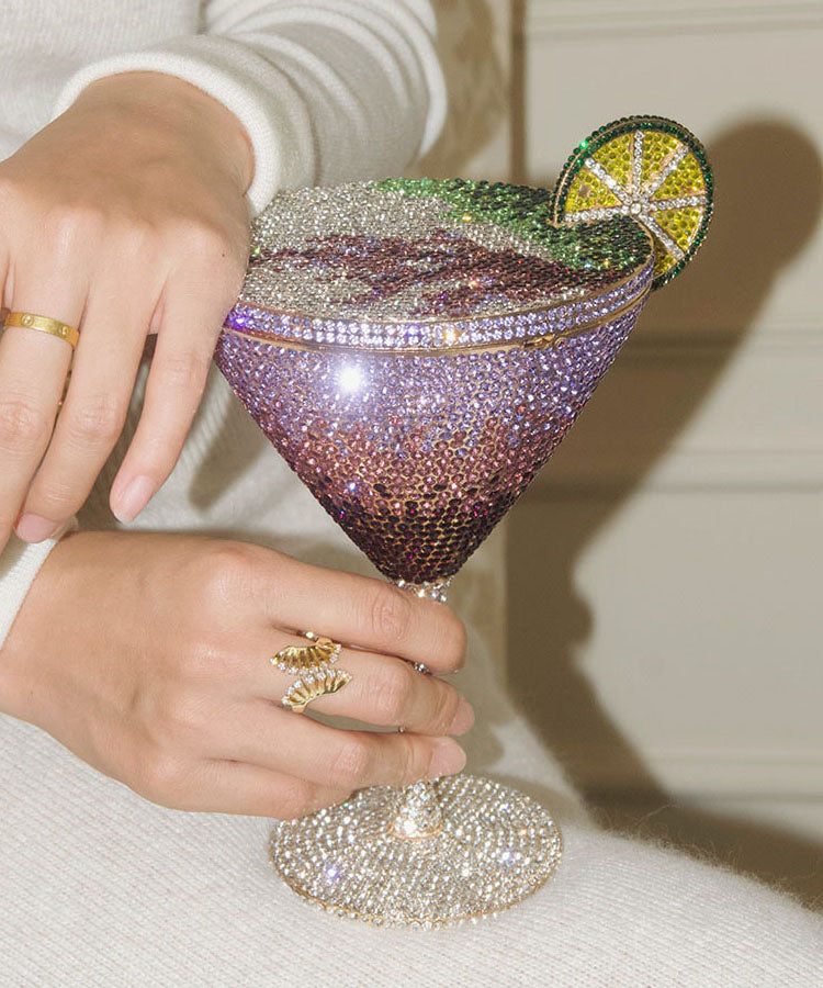 Fashion Zircon Shiny Purple Wine Glass Shape Crossbody Bag