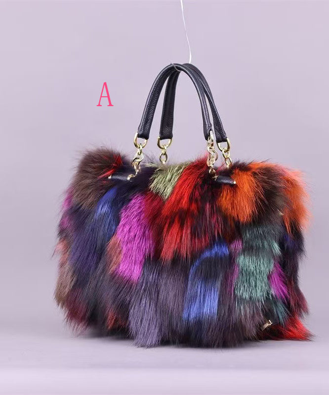 Fashionable Versatile Fuzzy Fur Fluffy Tote Handbag