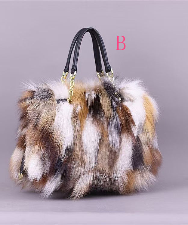 Fashionable Versatile Fuzzy Fur Fluffy Tote Handbag