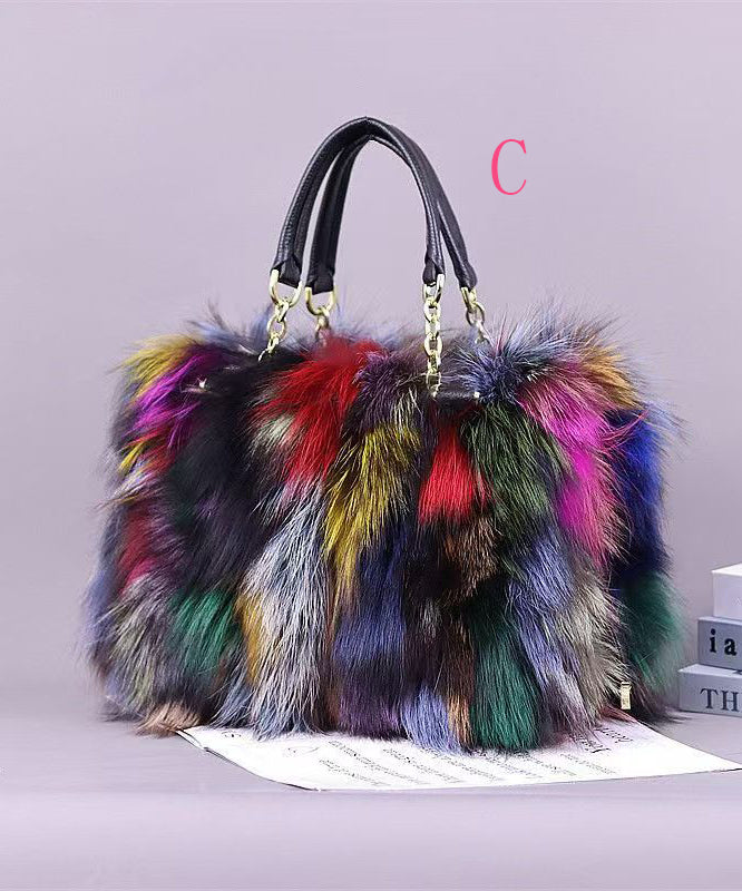 Fashionable Versatile Fuzzy Fur Fluffy Tote Handbag