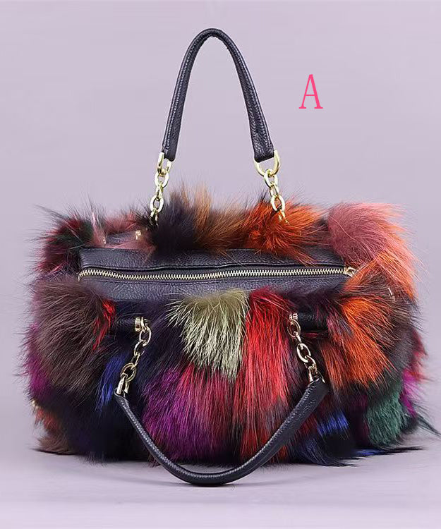 Fashionable Versatile Fuzzy Fur Fluffy Tote Handbag