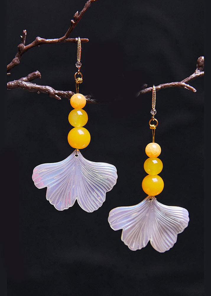 Fine Agate Sector Shell Acrylic Drop Earrings