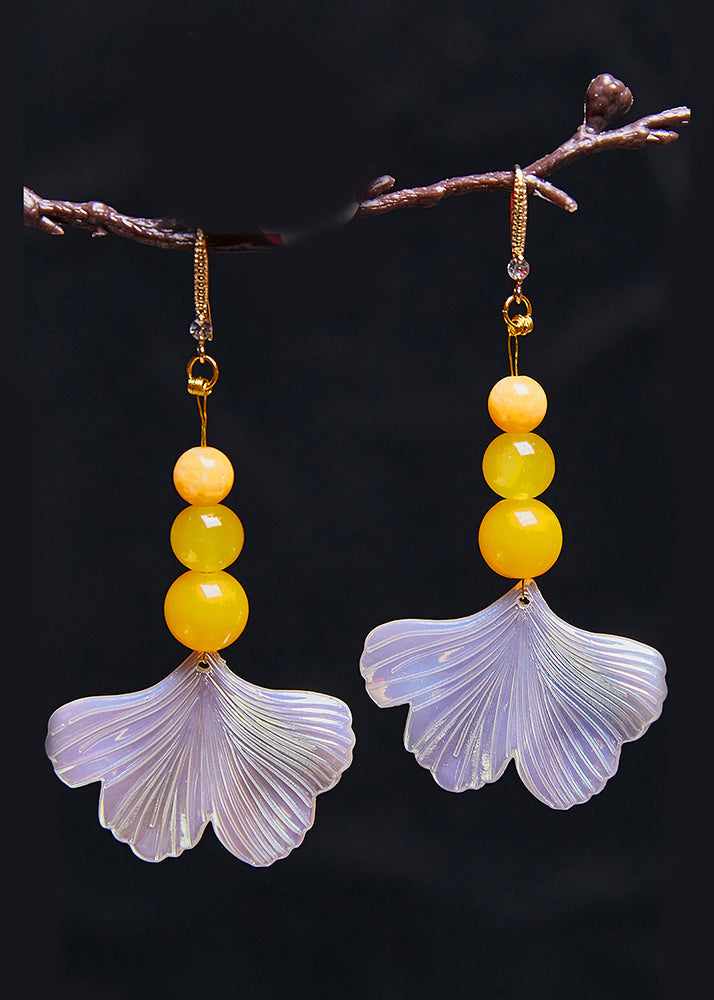 Fine Agate Sector Shell Acrylic Drop Earrings