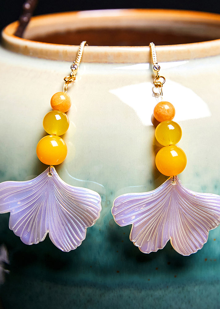 Fine Agate Sector Shell Acrylic Drop Earrings