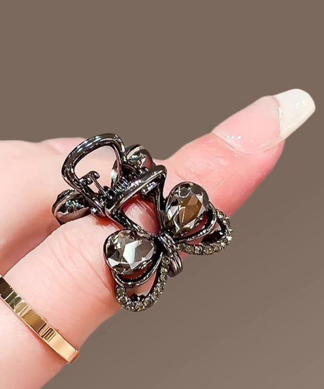 Fine Black Alloy Zircon Crystal Bow Hairpin