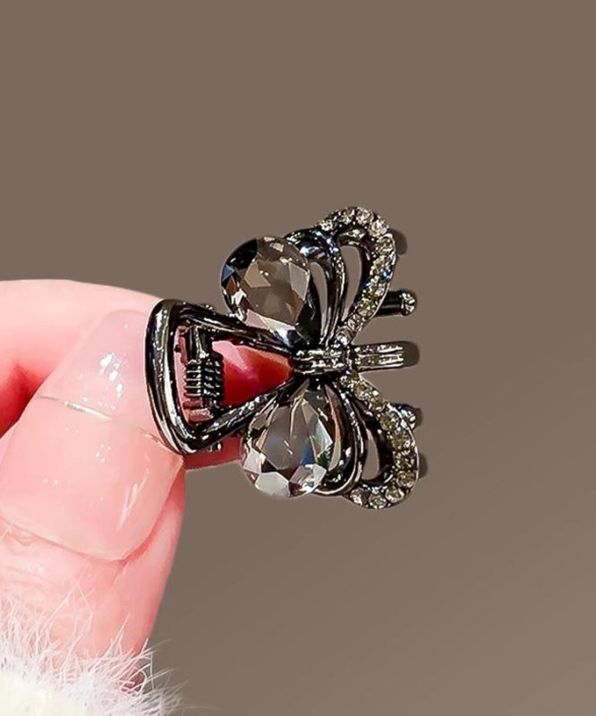 Fine Black Alloy Zircon Crystal Bow Hairpin