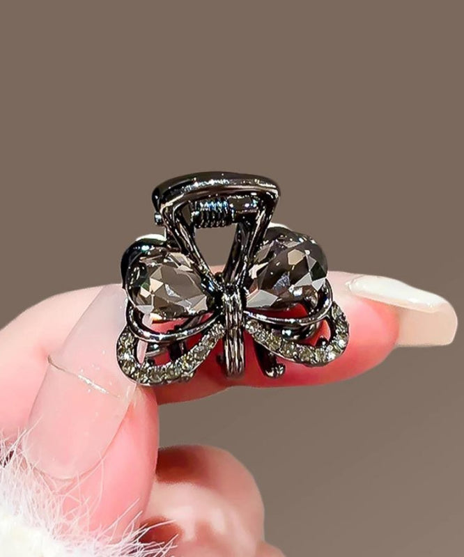 Fine Black Alloy Zircon Crystal Bow Hairpin