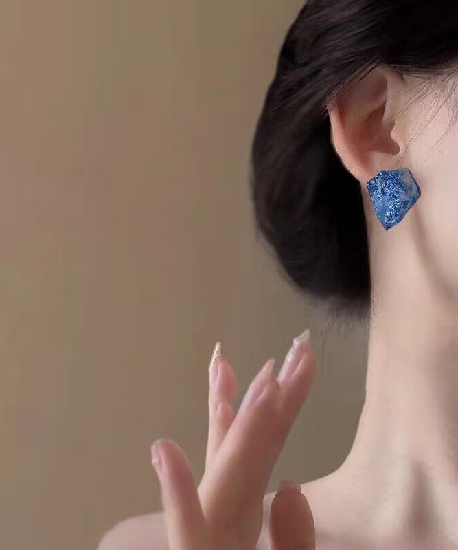 Fine Blue Alloy Asymmetrical Crystal Stud Earrings