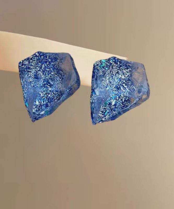 Fine Blue Alloy Asymmetrical Crystal Stud Earrings