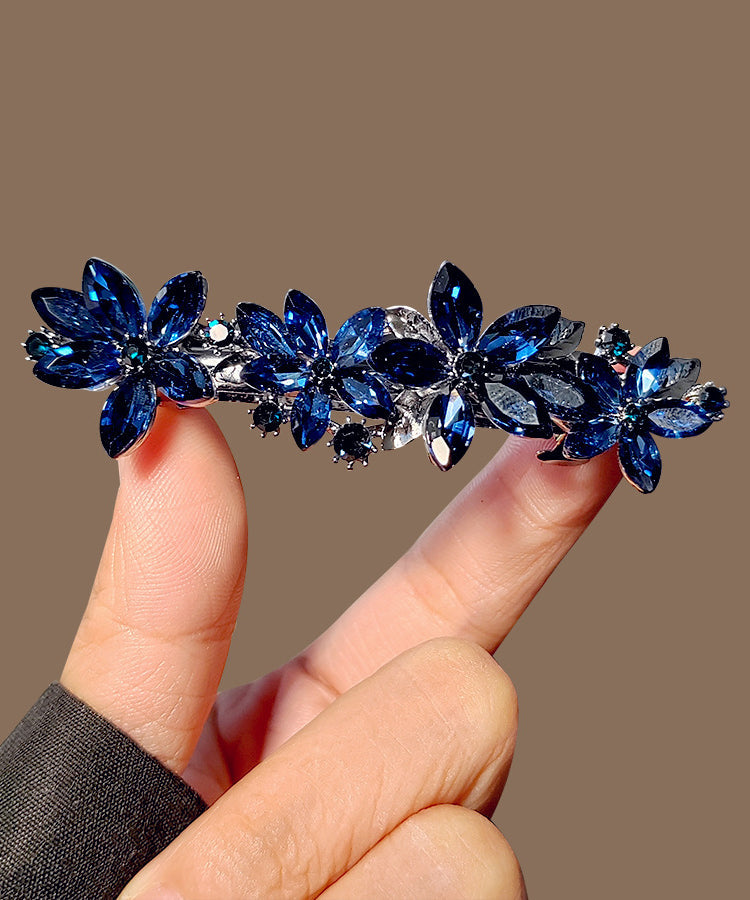 Fine Blue Alloy Crystal Floral Hairpin