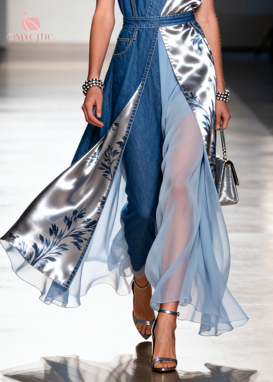 Fine Blue Asymmetrical Patchwork Denim Vacation Dress Sleeveless