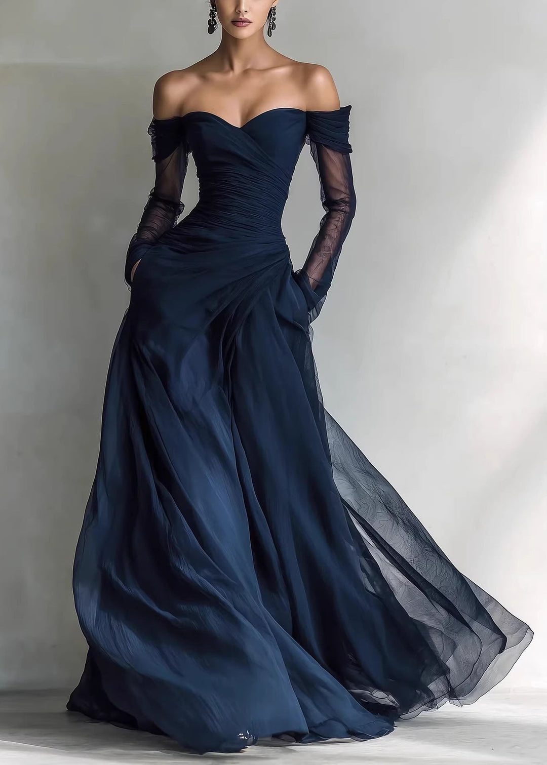Fine Blue Cold Shoulder Patchwork Tulle Party Dress Summer