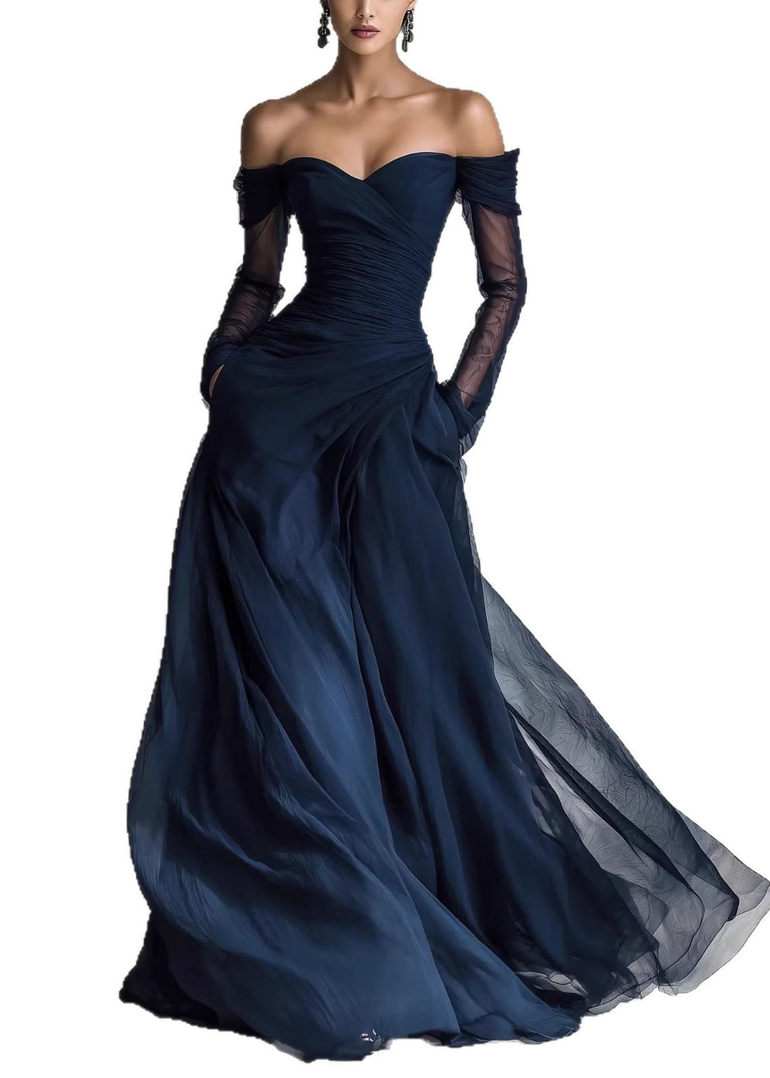 Fine Blue Cold Shoulder Patchwork Tulle Party Dress Summer
