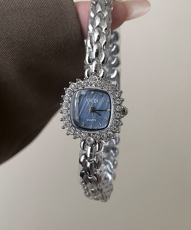 Fine Blue Stainless Steel Tempered Glass Chain Watches