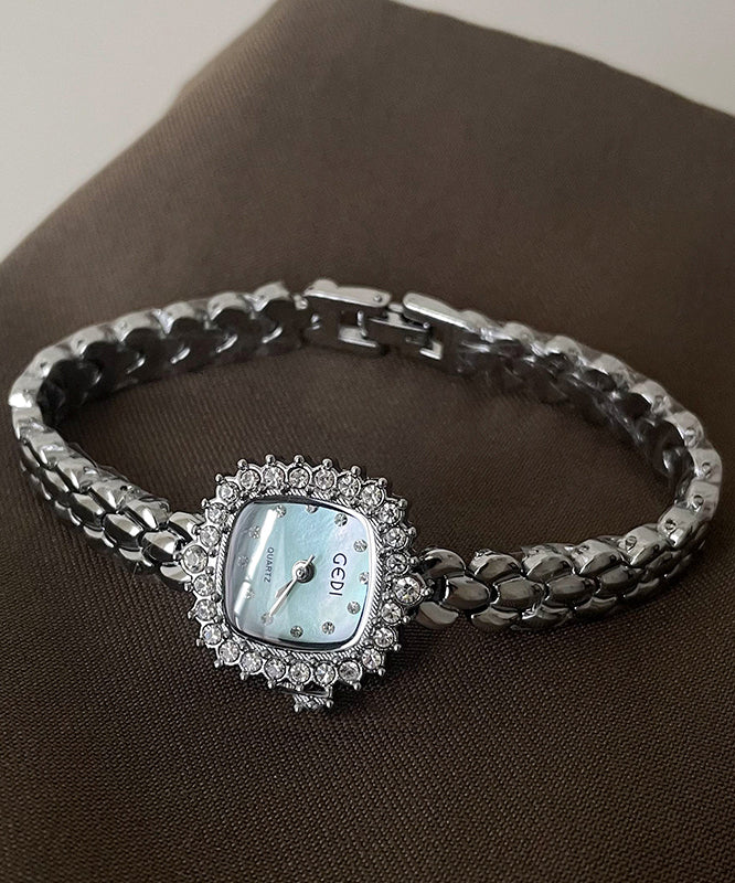 Fine Blue Stainless Steel Tempered Glass Chain Watches