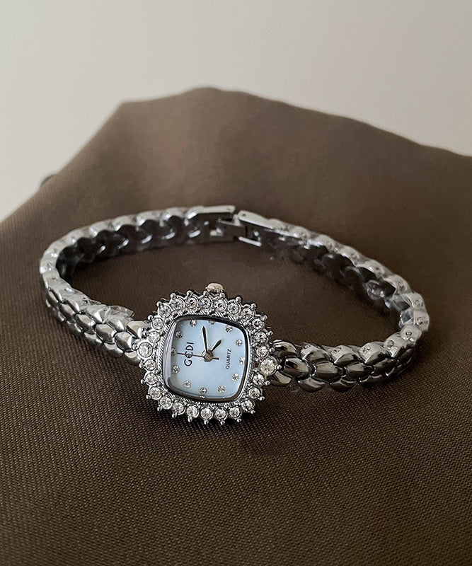 Fine Blue Stainless Steel Tempered Glass Chain Watches