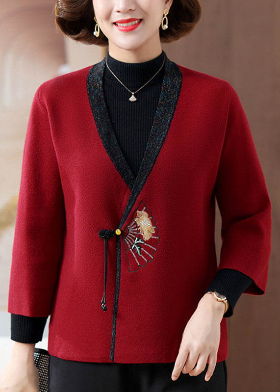 Fine Blue V Neck Print Knit Cardigans Fall