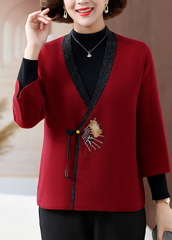 Fine Blue V Neck Print Knit Cardigans Fall