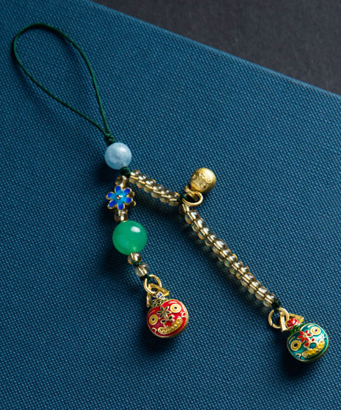 Fine Brown Ancient Gold Jade Enamel Colored Glaze Phone Chains