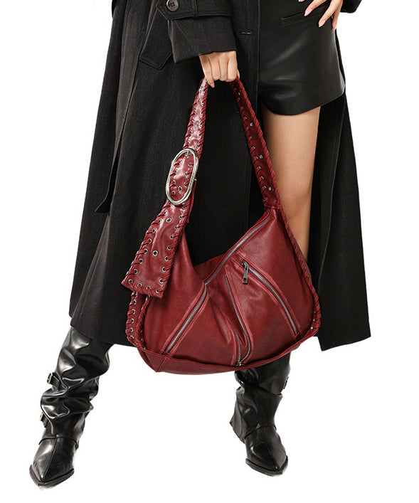 Fine Chocolate Solid Durable Zippered Faux Leather Shoulder Bags