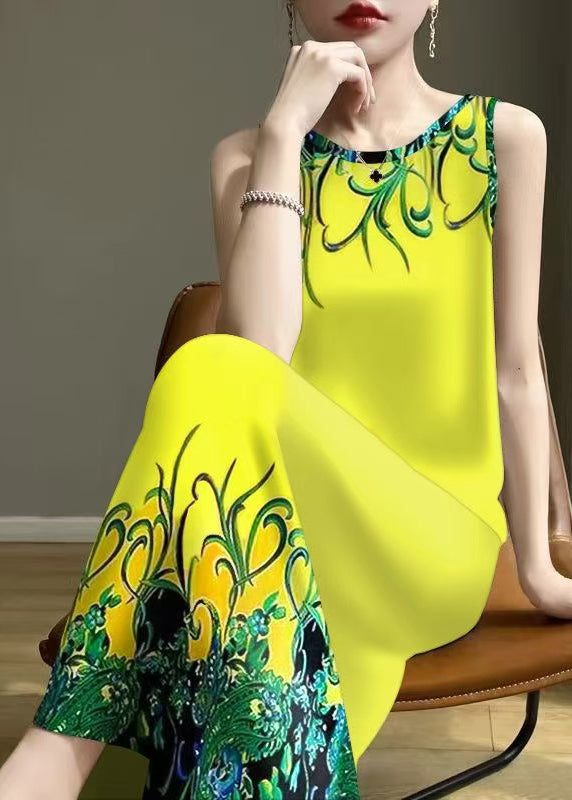 Fine Fluorescent Green Print Cotton Party Dress Summer