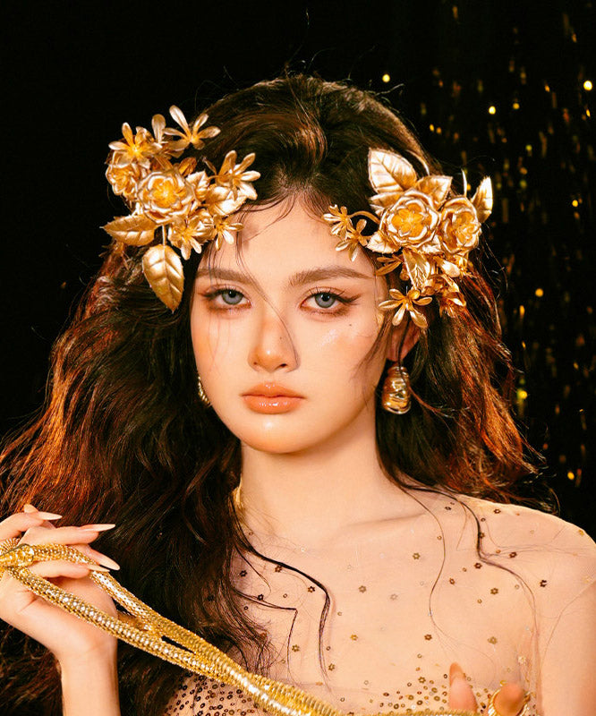 Fine Gold Alloy Floral A Pair Hairpin