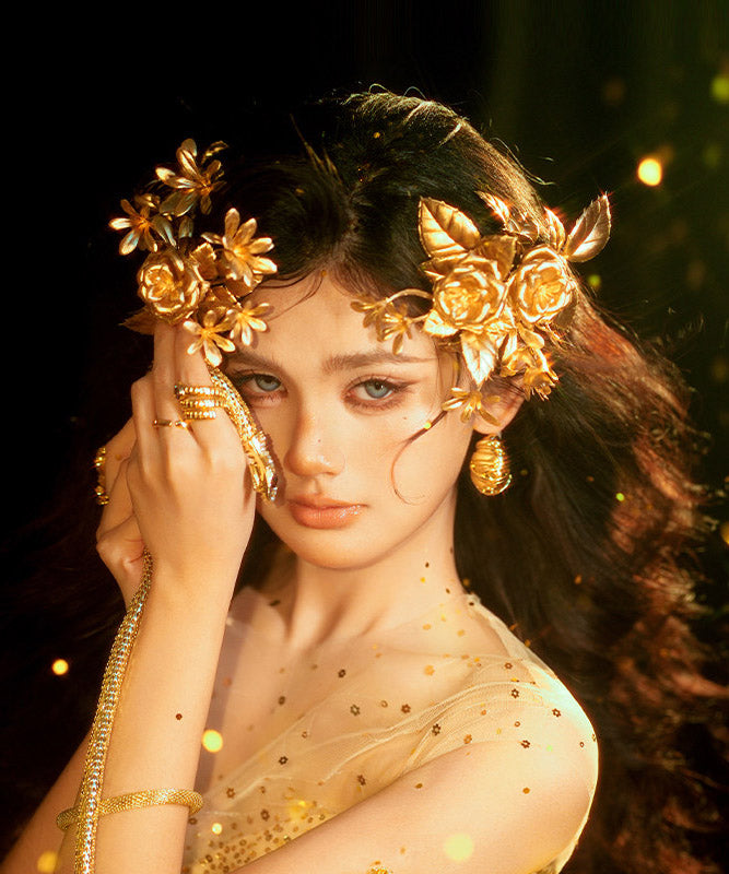 Fine Gold Alloy Floral A Pair Hairpin