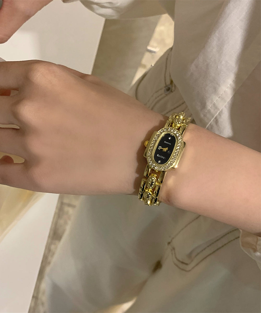 Fine Gold Alloy Quartz Movement Tempered Glass Watch