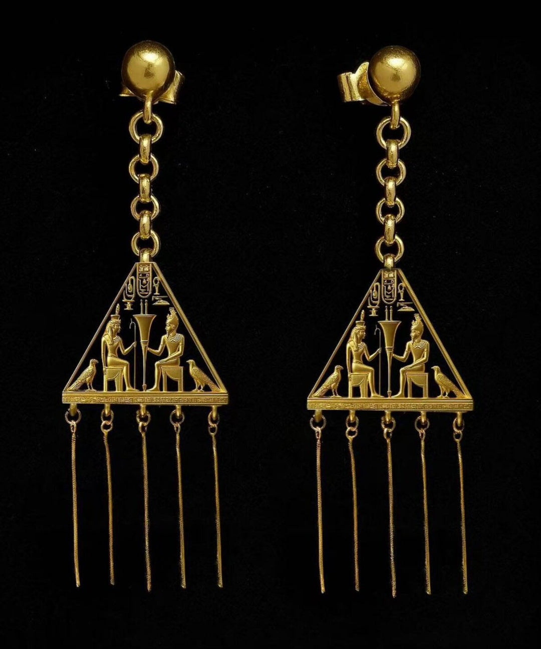 Fine Gold Alloy Tassel Drop Earrings