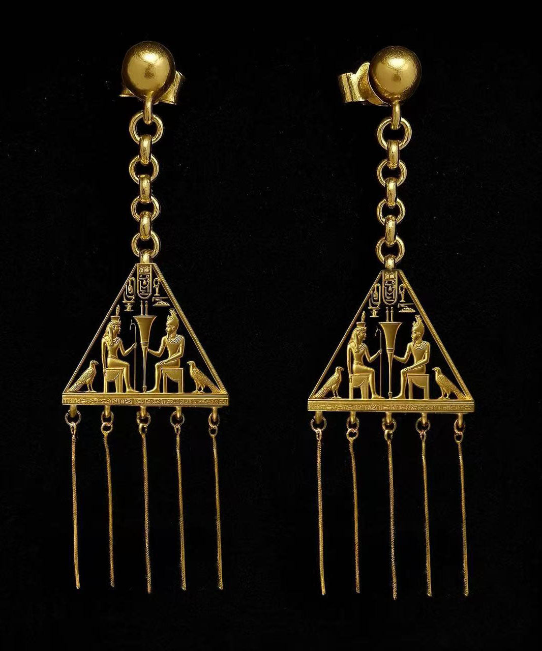 Fine Gold Alloy Tassel Drop Earrings