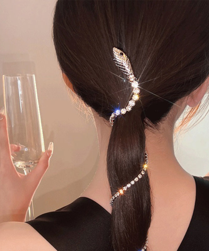 Fine Gold Alloy Zircon Serpentine Tassel Hairpin