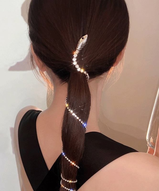 Fine Gold Alloy Zircon Serpentine Tassel Hairpin