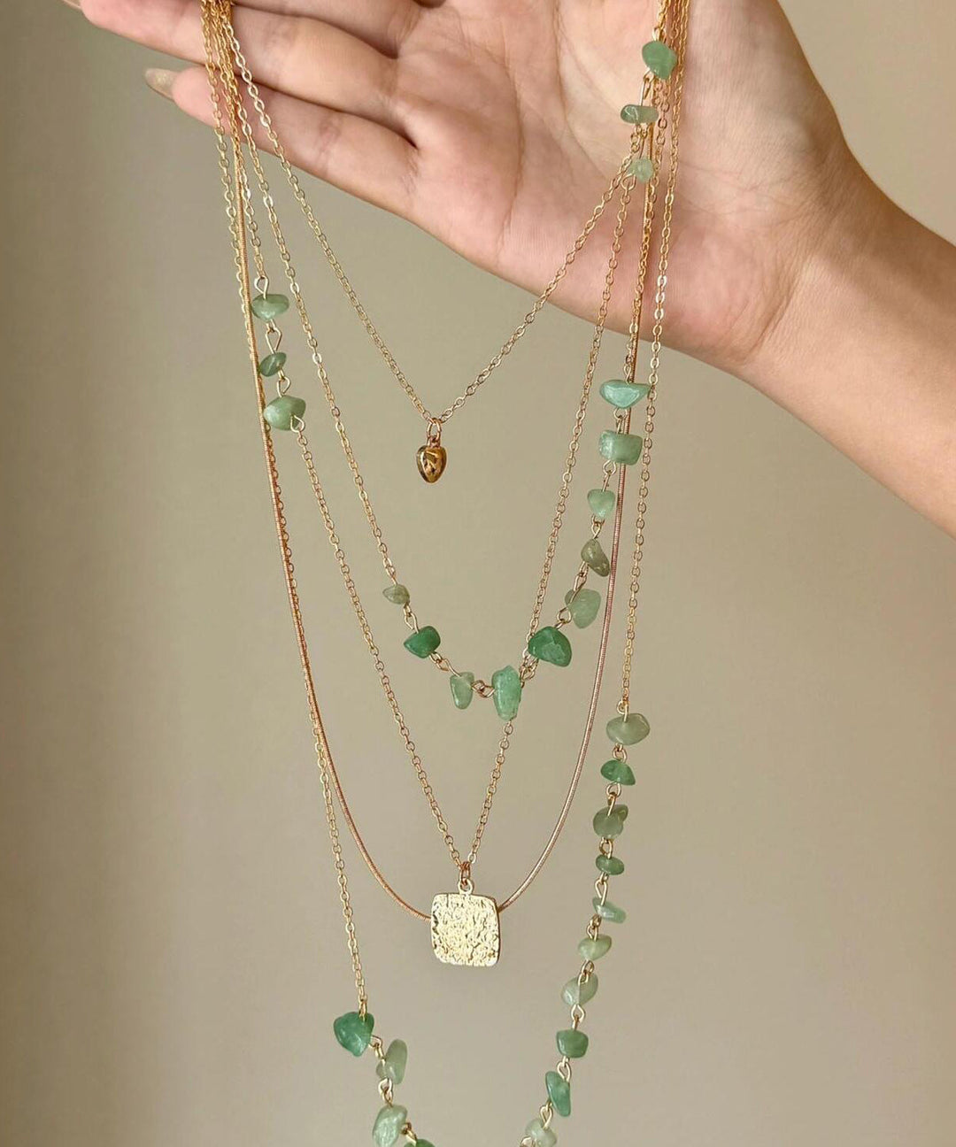 Fine Gold Copper Alloy Gravel Gratuated Bead Necklace