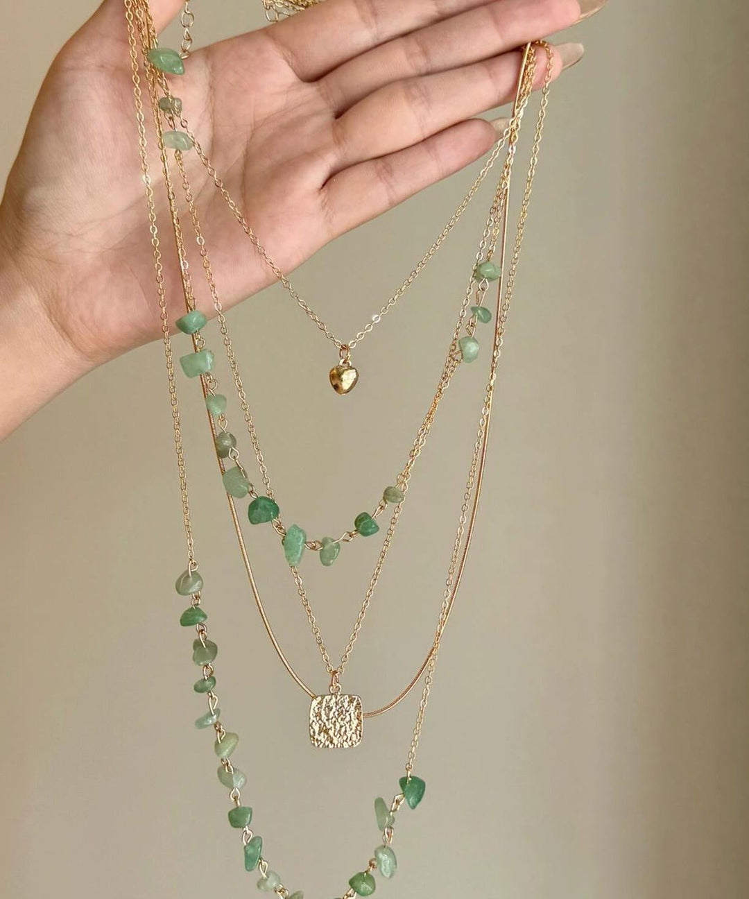 Fine Gold Copper Alloy Gravel Gratuated Bead Necklace