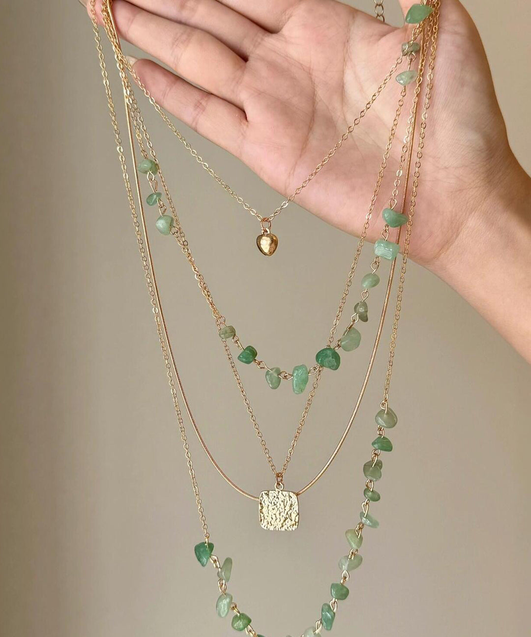 Fine Gold Copper Alloy Gravel Gratuated Bead Necklace