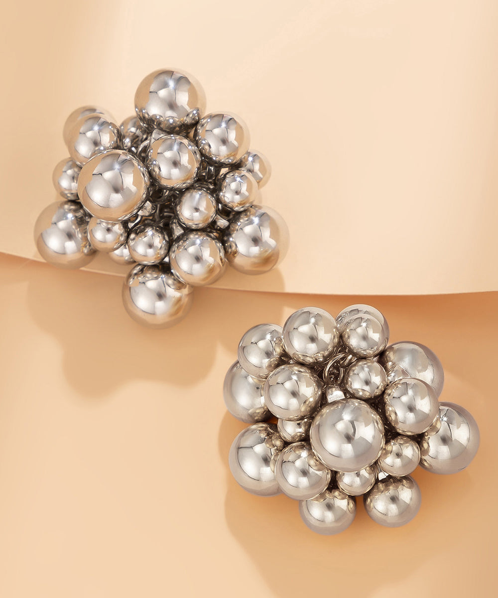 Fine Gold Copper Overgild Asymmetrical Patchwork Bead Stud Earrings