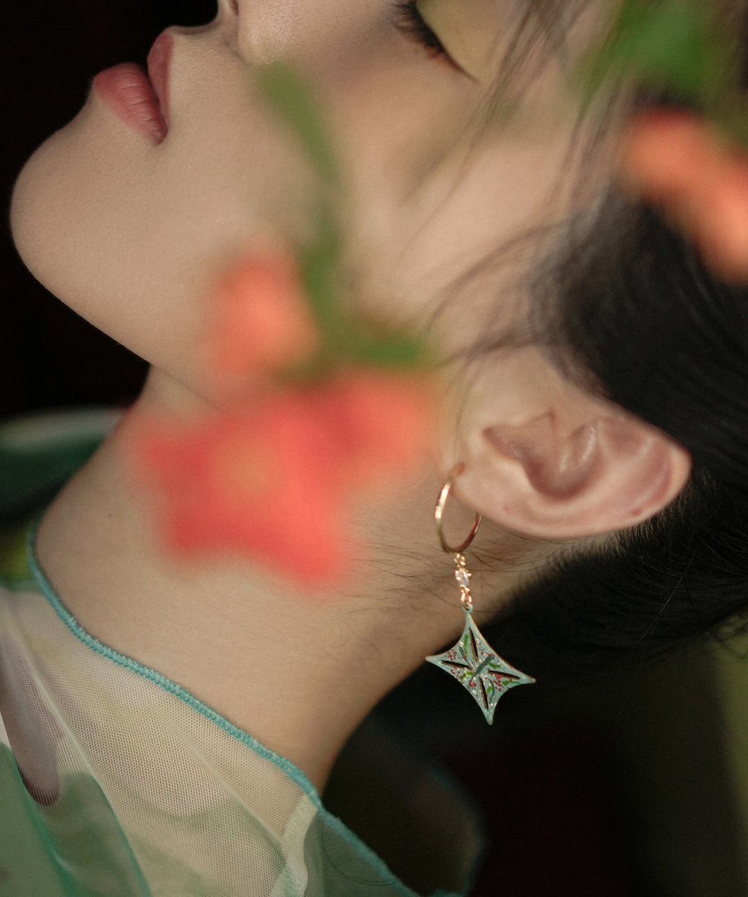 Fine Gold Copper Overgild Diamond Drop Earrings