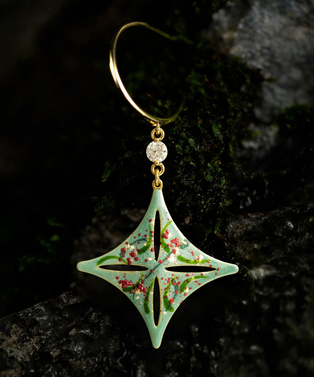 Fine Gold Copper Overgild Diamond Drop Earrings