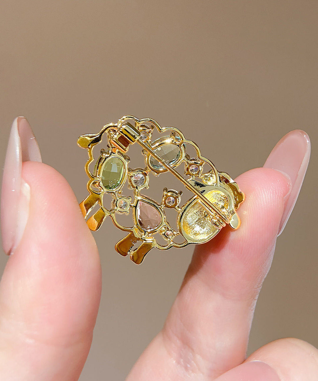 Fine Gold Copper Overgild Zircon Crystal Little Sheep Brooches