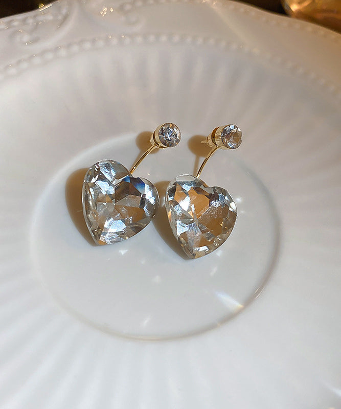 Fine Gold Copper Overgild Zircon Love Drop Earrings