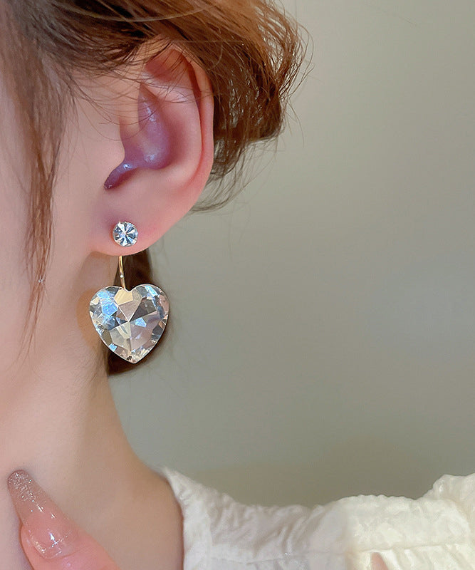 Fine Gold Copper Overgild Zircon Love Drop Earrings