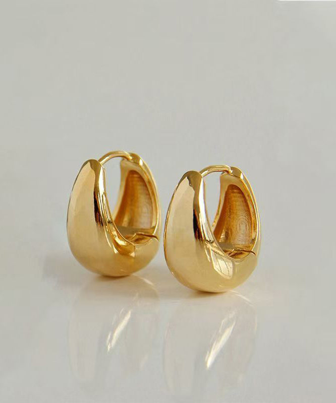 Fine Gold Metal Overgild Graphic Hoop Earrings