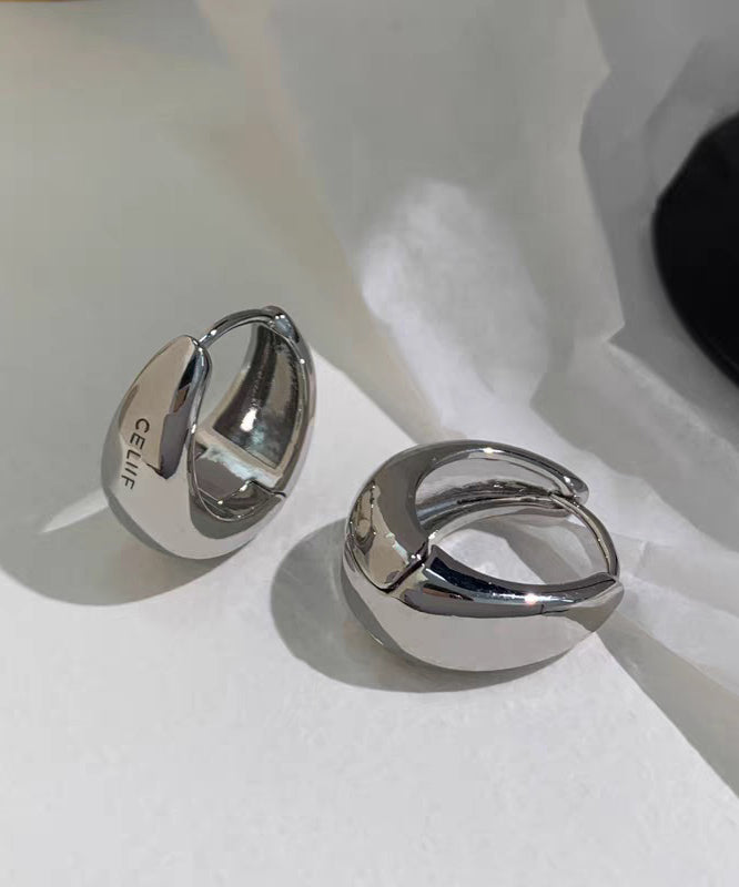 Fine Gold Metal Overgild Graphic Hoop Earrings