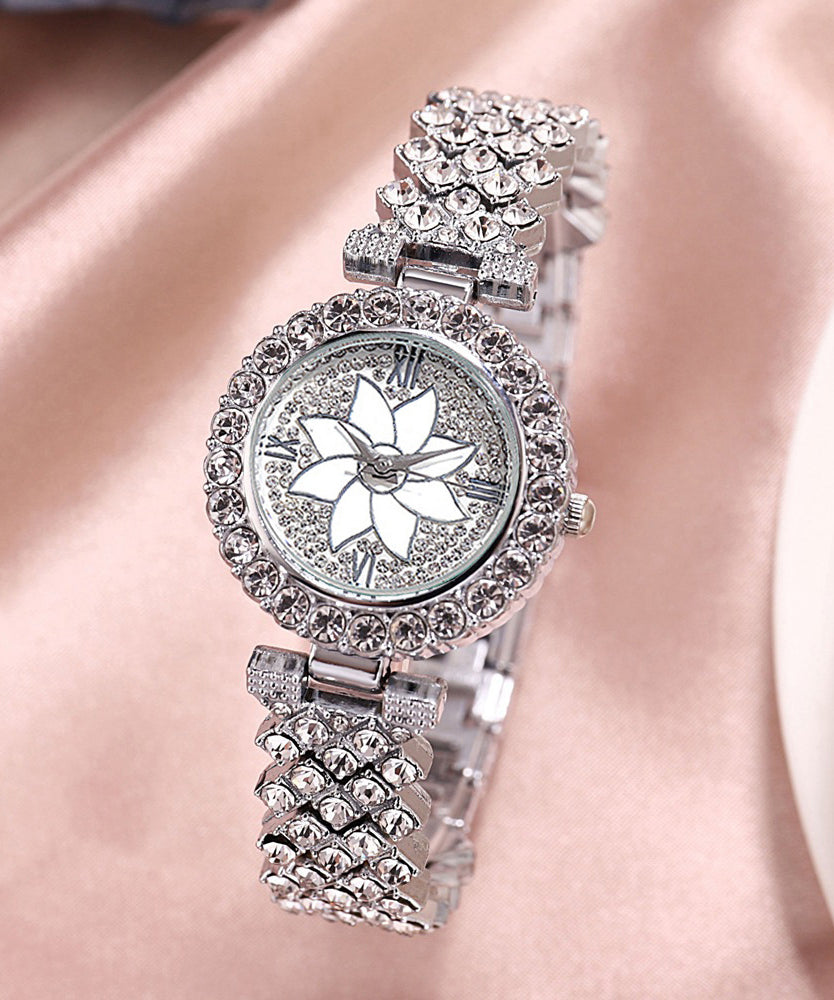 Fine Gold Stainless Steel Zircon Waterproof Watch