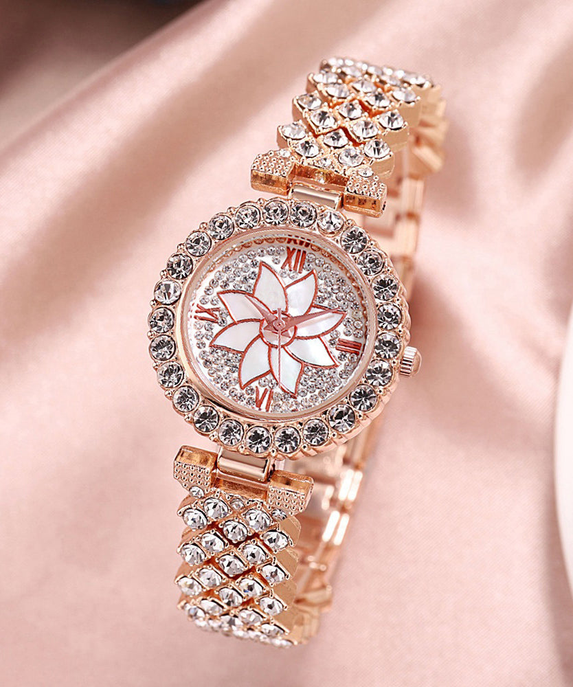 Fine Gold Stainless Steel Zircon Waterproof Watch