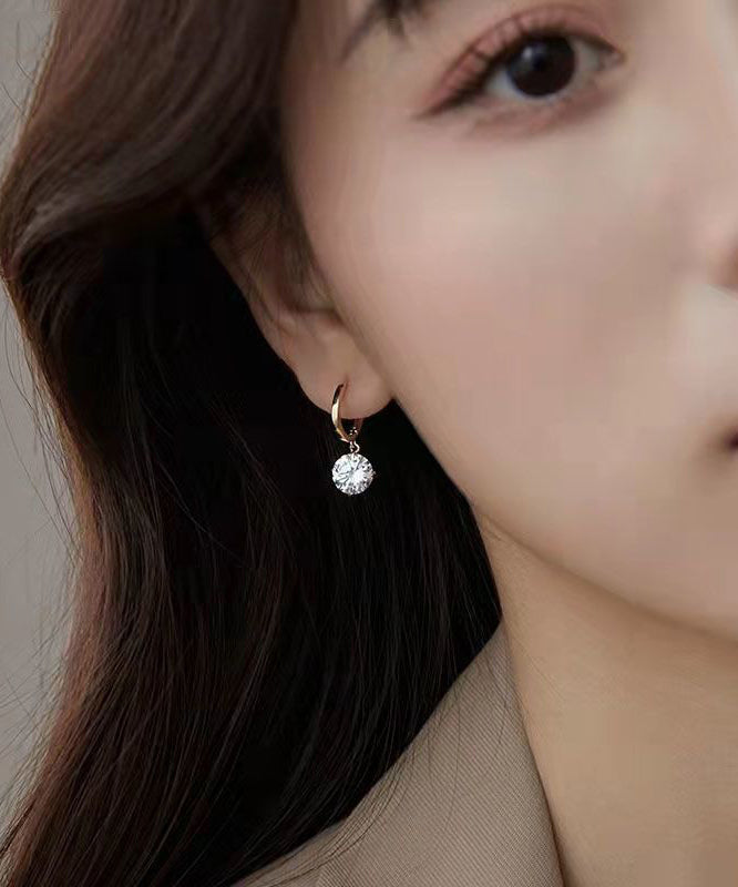 Fine Gold Sterling Silver Overgild Zircon Hoop Earrings