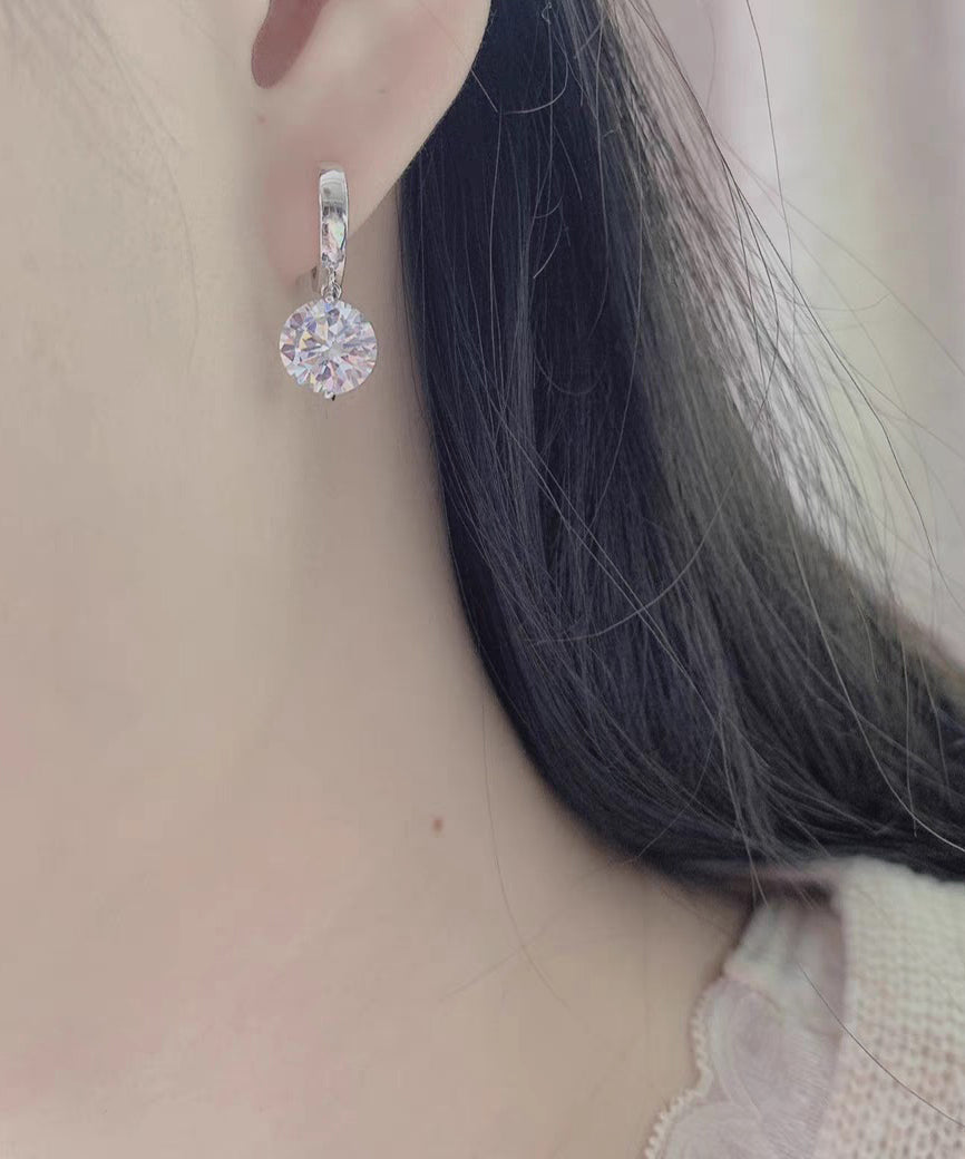 Fine Gold Sterling Silver Overgild Zircon Hoop Earrings